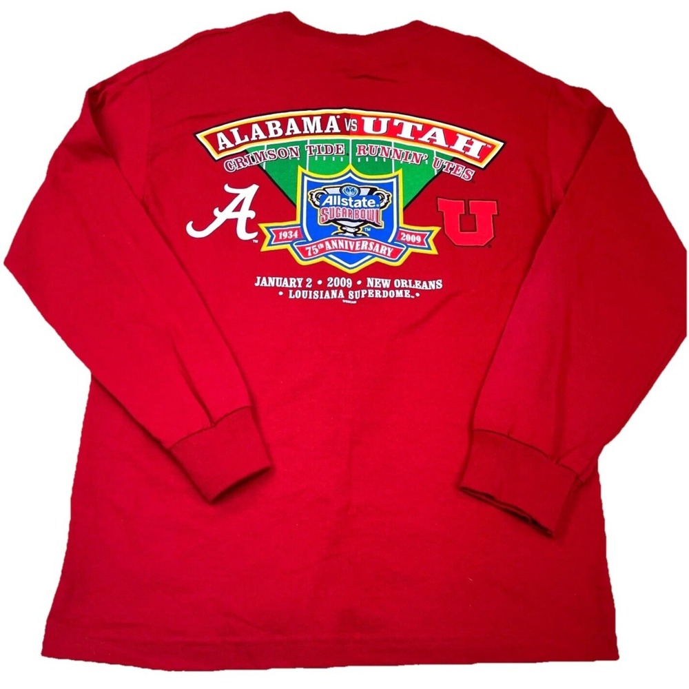 Alabama Crimson Tide Shirt Men Medium Red Tee 2009 Y2K VTG Long Sleeve Adult *